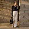Waiwaiaiem Yy_V-Neck Dropped Shoulders Top_2Color