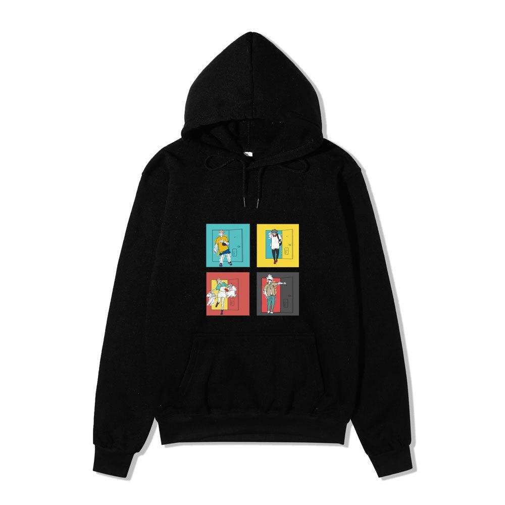 Anime Jujutsu Kaisen Ending Scene Printed Hoodie Loose Warm Fleece Sweatshirt Autumn Winter Minimal Street Pullover