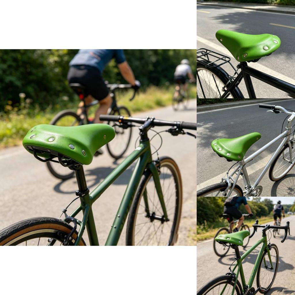 Classic Retro Bike Saddle Green With Rivet Accents Durable Padded Seat For Commuters