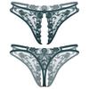 Men Flower Embroidery Crotchless Briefs Lingerie Low Waist See-Through Thongs Underwear