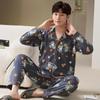 Plus Size Faux Cotton Print Men's Pajamas Korean Ins Autumn Y2k Male Nightwear