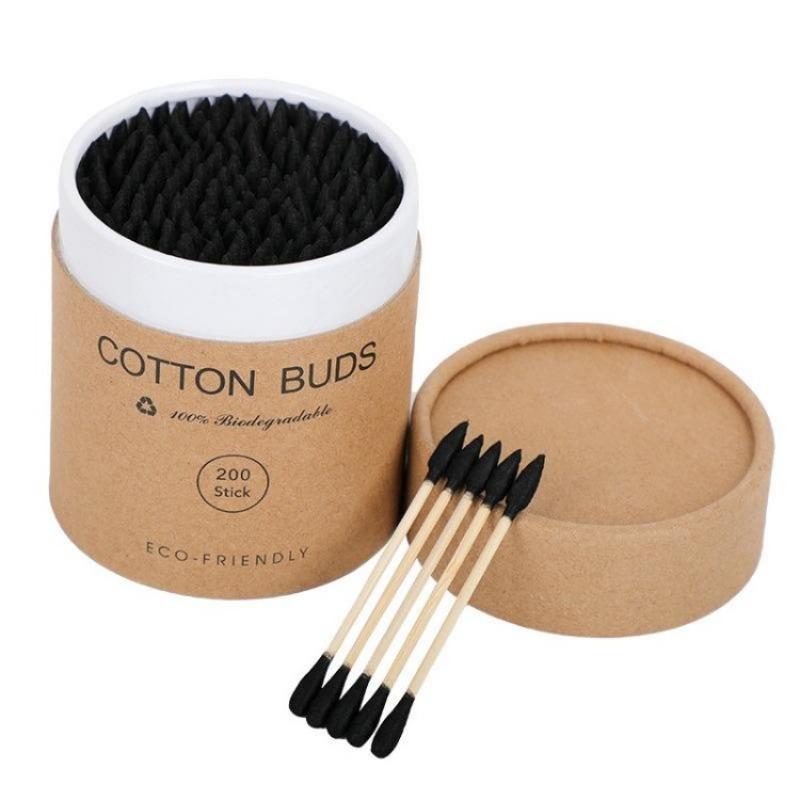 200 Round and Pointed Double-headed Cotton Swab Sticks In A Colored Paper Box Disposable Makeup Remover