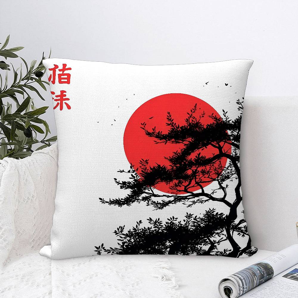 Japanese Moon Gate Pillow Case Sofa Decorative Home Double-sided Print Plush Square Throw Pillow Covers Cushion Decor Cover
