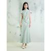 Sancai New Chinese Style Rose Satin A-Line Dress