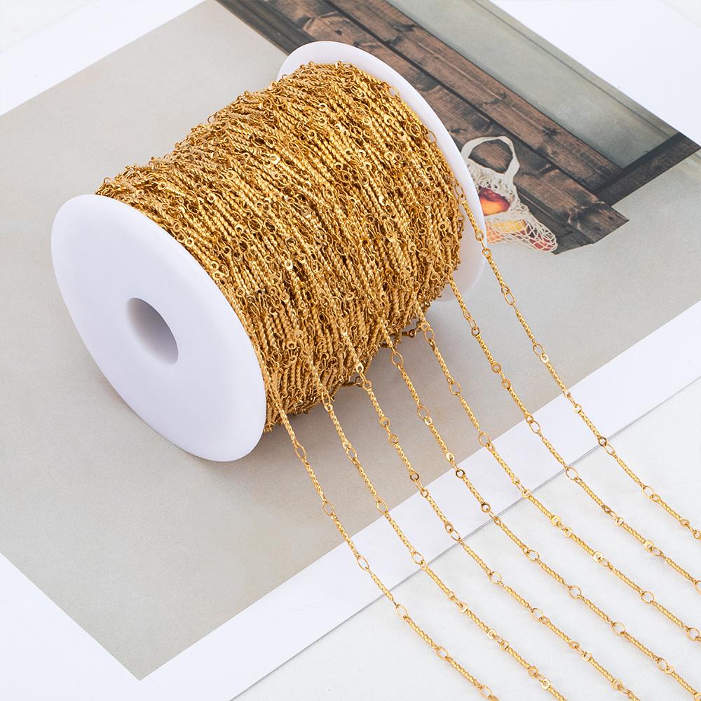 No Fade 1Meter Stainless Steel Gold & Silver Color Twist Stick Link Chain Bulk Chains for DIY Necklace Bracelet Jewelry Making