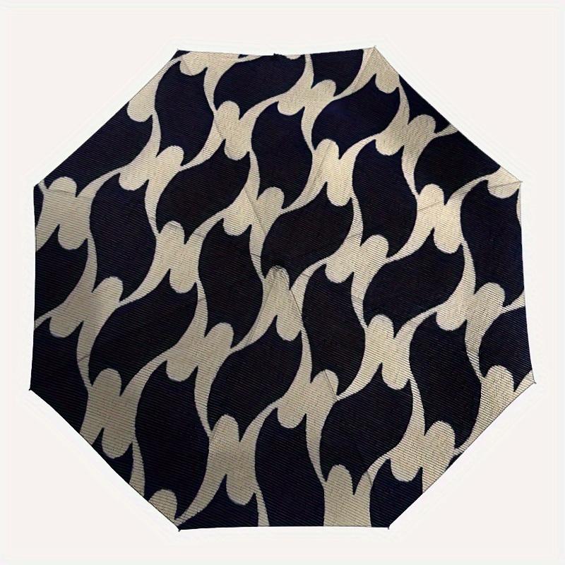 

1pc Black-and-white-pattern Automatic Umbrella 8-Bone Design Compact Gear for Outdoor Travel, Perfect Holiday Gift y250827097