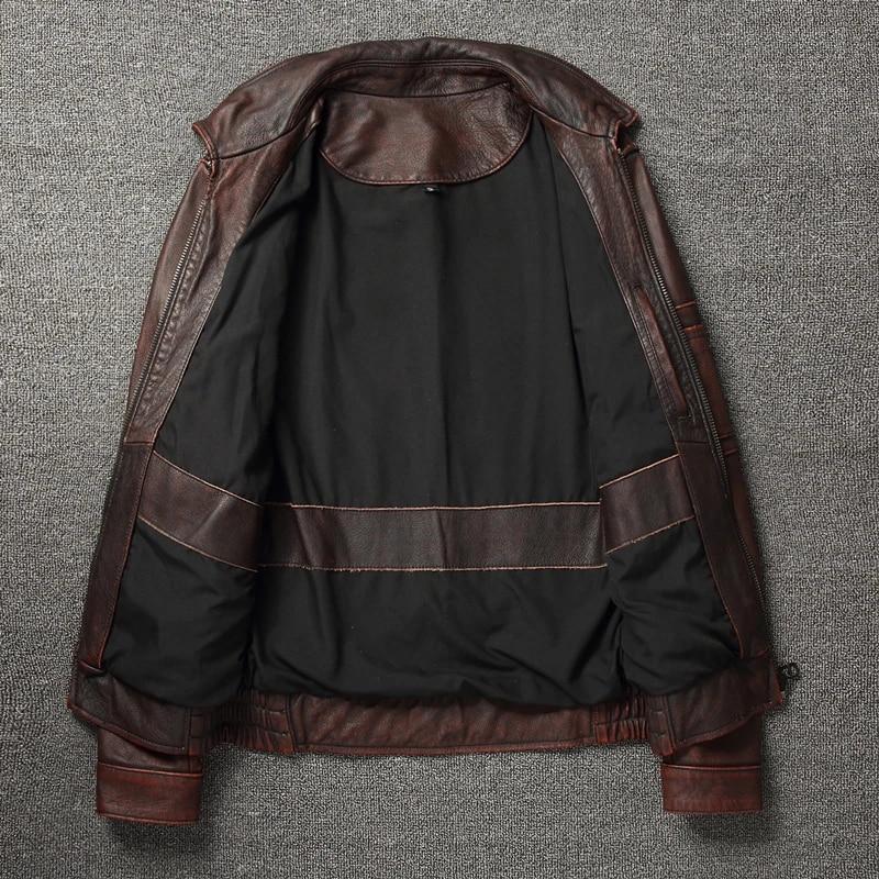 Chinese Size Vintage Genuine Leather Jacket Men Real Cowhide Air Force Flight Suit A2 Pilot Jacket Bomber Jacket Jaquetas Masculina
