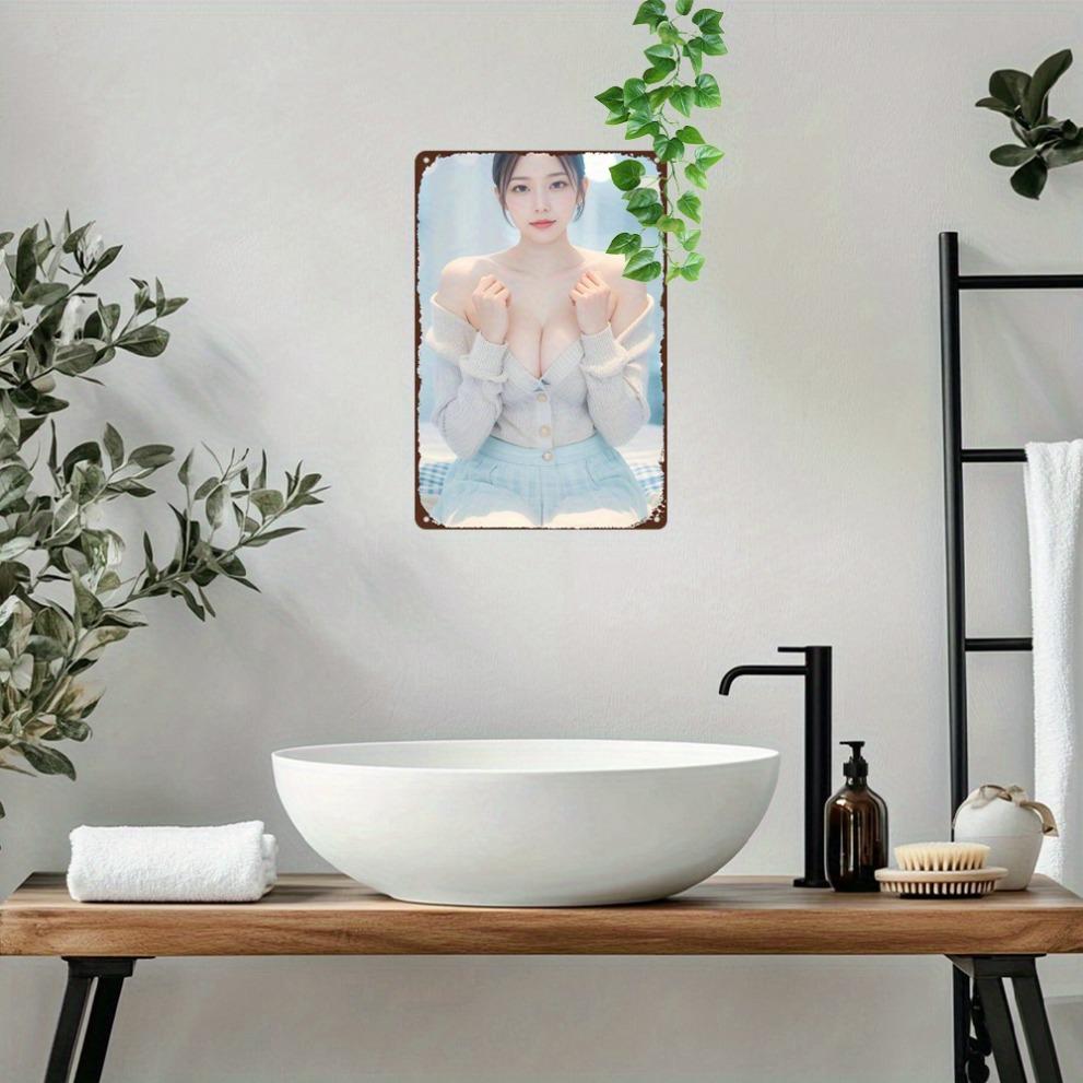 Anime Girl Vintage Metal Sign 8x12 inch Retro Wall Art Durable Aluminum Poster for Home Garage Cafe Decor