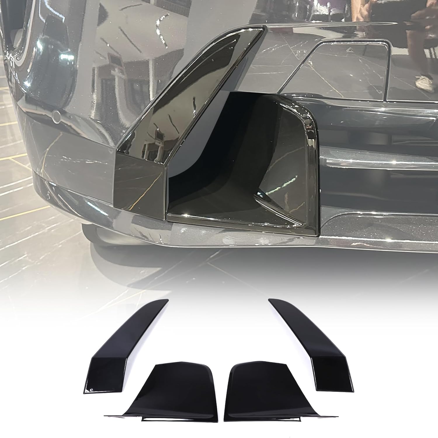 Front Grill Air Inlet Trim Cover Compatible with BMW X7 G07 2023-2025,Car Front Bumper Air Intake Decorative Frame Automotive Exterior Accessories Bright black