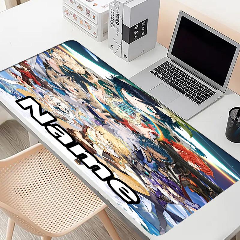 Custom Name Personalized Genshin Impact Pattern Mousepad, Laptop PC Desk Mat, Decorative Desk Mat for Home Keyboard Pad Gift