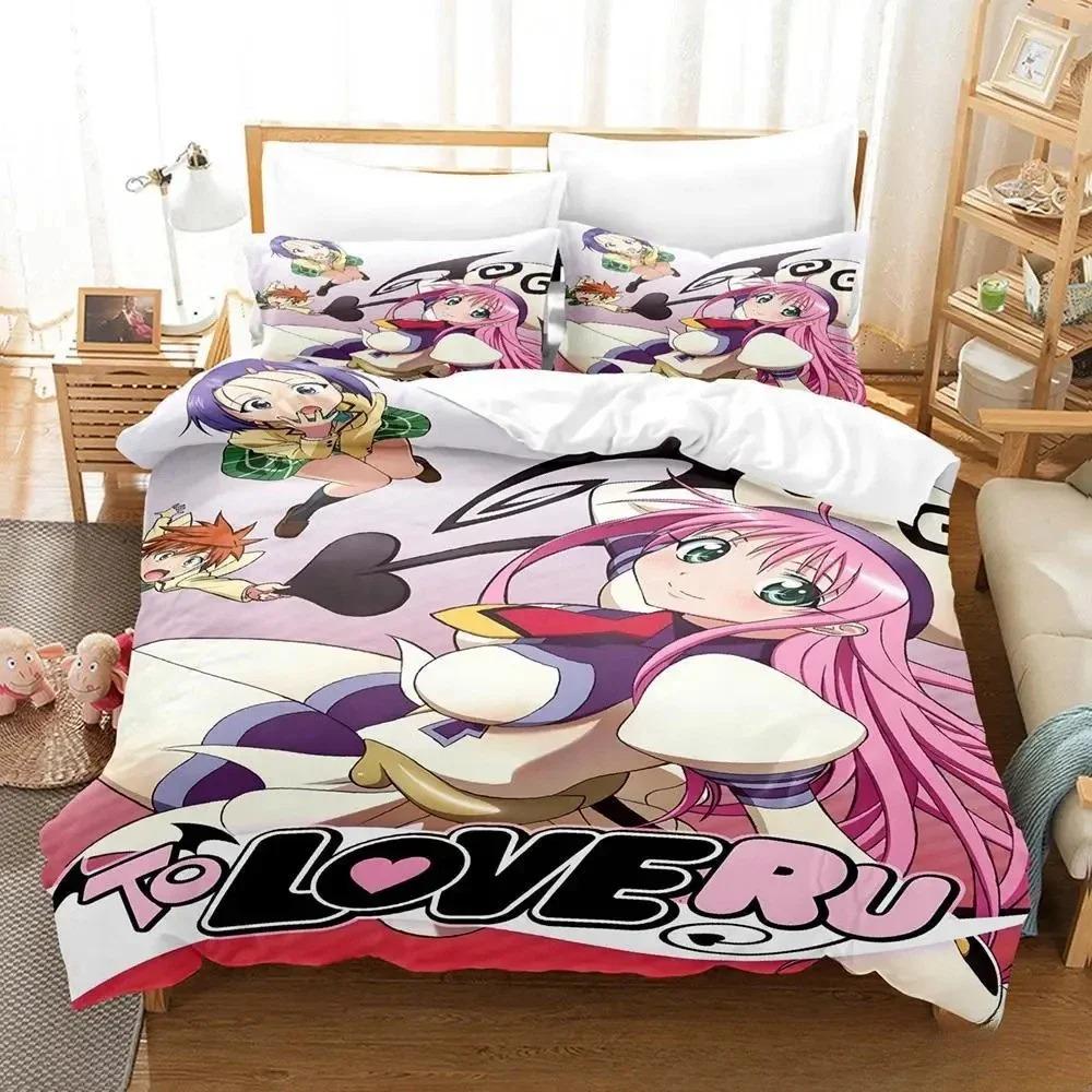 New To Love Ru Bedding Set Cartoon Anime  two&three-piece set Adult Kid Bedroom Duvet cover Sets 3D Print Kawaii Anime Girls