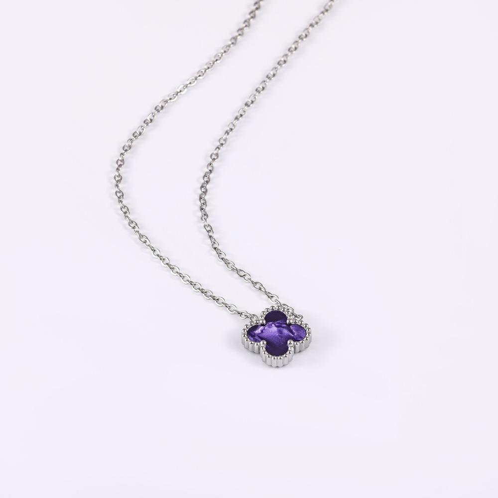 Non-fading High-quality Jewelry Double-sided Four-leaf Clover Necklace Women's Live Broadcast Hot-selling Titanium Steel Collarbone Chain