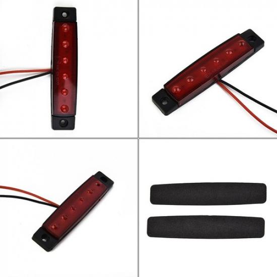 2pcs 6 LED Trailer Car Truck RV Boat Stop Mount Tail Turn Brake Light Bar Sealed