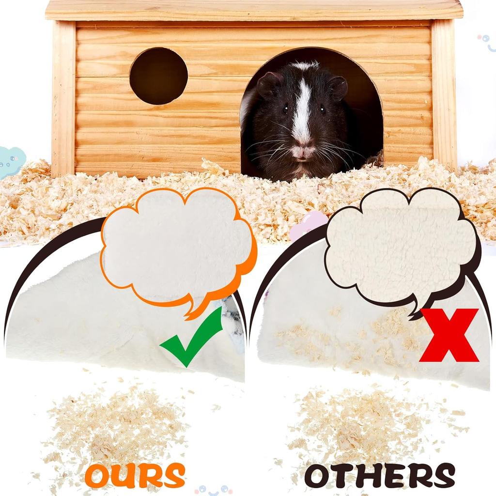 Tudomro 10 Pcs Guinea Pig Bed Mat with Cleaning Dustpan Brush 15" x 11" Small Animal Bedding Fleece Bunny Winter Sleeping Pad for Small Dogs Cats