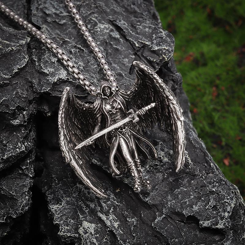 Retro Domineering Ouroboros Wrapped Around The Tree of Life Pendant Necklace Men's Personalized Punk Cool Casual Jewelry Gift