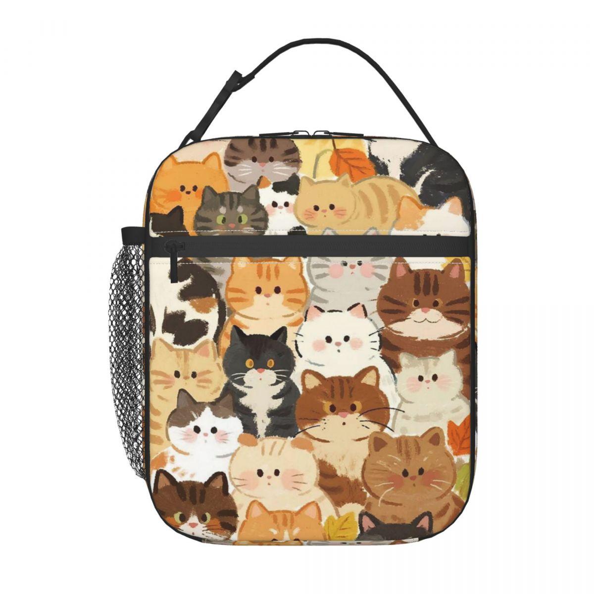 

Cartoon Gray Kitten Pattern Insulated Lunch Bag for Women Children Portable Food Boxes Thermal Lunch Box Tote One Size