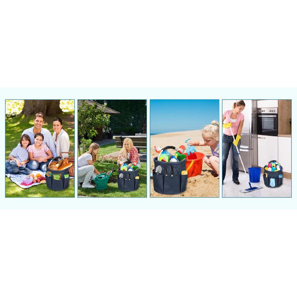 Portable Cleaning Caddy 17L Foldable Cleaning Bucket with Handle Organizer Bag for Towels Cleaning Tools Bathroom Kitchen Home