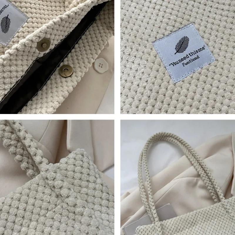 Fashion Tote Bag for Women's Commuting Shoulder Bag Retro Plush New Women's Bag Personalized Handbag