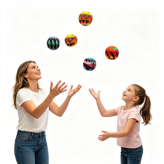 Hand Knitted Juggling Balls Set Crochet Hacky Footbag for Kids Adults Colorful Mixed Patterns Crochet Sensory Ball for Outdoor Play Party Favors