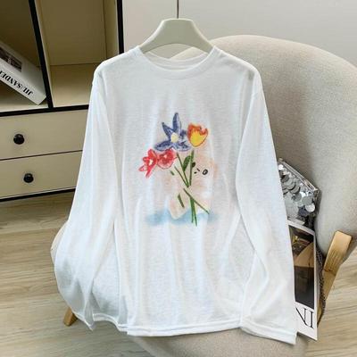 La Chapelle Women's Relaxed Fit Cartoon Long Sleeve T-Shirt
