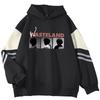 American Retro Color Block Hoodie Couple Loose WASTELAND Print Sweatshirt Streetwear Teens