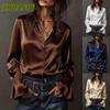 Women's Fashion Casual Solid Color Print Long Sleeve O-Neck Blouses & Shirts International Design