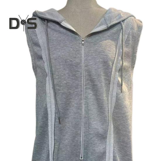 Macacão Curto de Verão Feminino Macacão Sem Mangas com Capuz e Zíper Até a Metade Macacão Macacão Atlético de Uma Peça com Bolsos