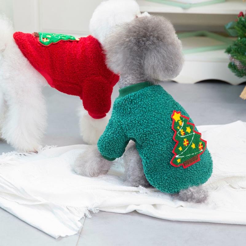 Dog Clothes Autumn and Winter Pet Clothes New Teddy Small Dog Pet Clothing Winter 21 Christmas Tree Flannel