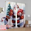 2pcs 2D flat printing Merry Christmas Popular Window Curtains Father Christmas3 100% Polyester Fabric Without Electricity Party