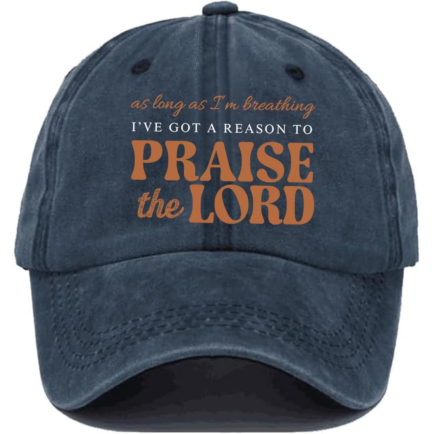 

As Long As Im Breathing Praise The Lord Baseball Cap Adjustable Polyester Casual Unisex Religious Gift Headwear One Size