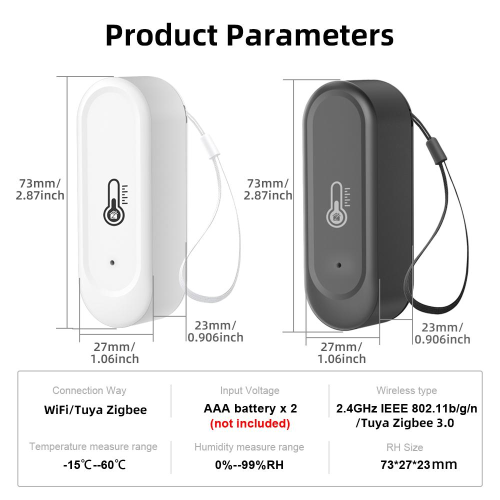 Tuya Smart Temperature And Humidity Sensor WiFi/Zigbee IP65 Waterproof Indoor Outdoor Dual-use Compatible With Alexa Google Home