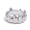 Yhpup 316l Stainless Steel Flame Heart Wide Ring Waterproof Personalized Metal Texture Charm Jewelry for Women Gift New