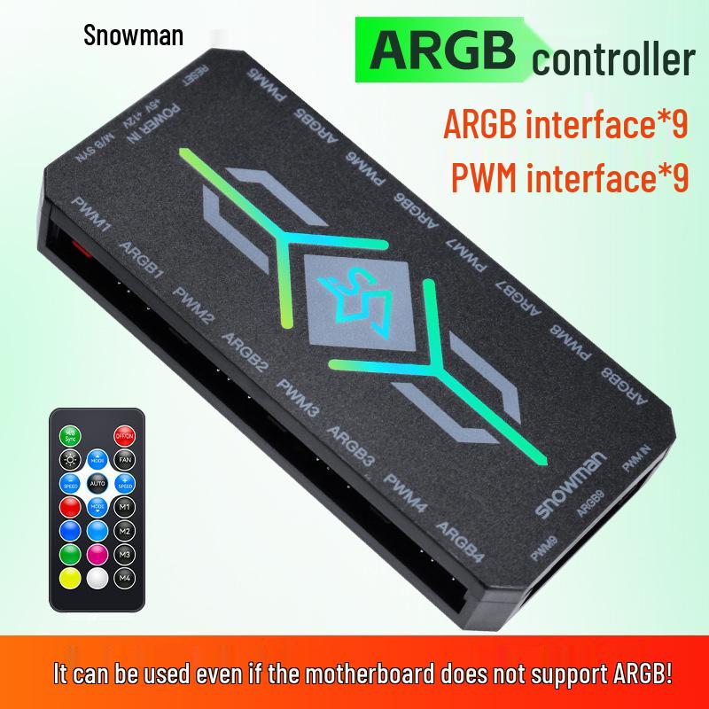 5v3 ARGB Fan Controller with Remote & Sync Hub for PC Cases