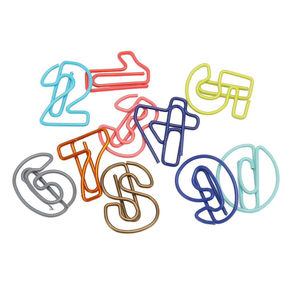 100Pcs Cute Paper Clips Numbers Style Rich Colors Anti Slip Strong Clamping Fancy Paperclips for Wor