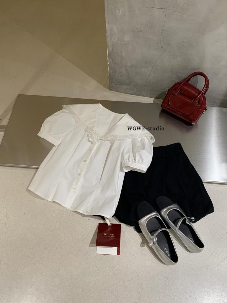 Guangzhou Thirteen Hong Women's Trendy Navy Collar Short Sleeve Shirt for Spring/Summer