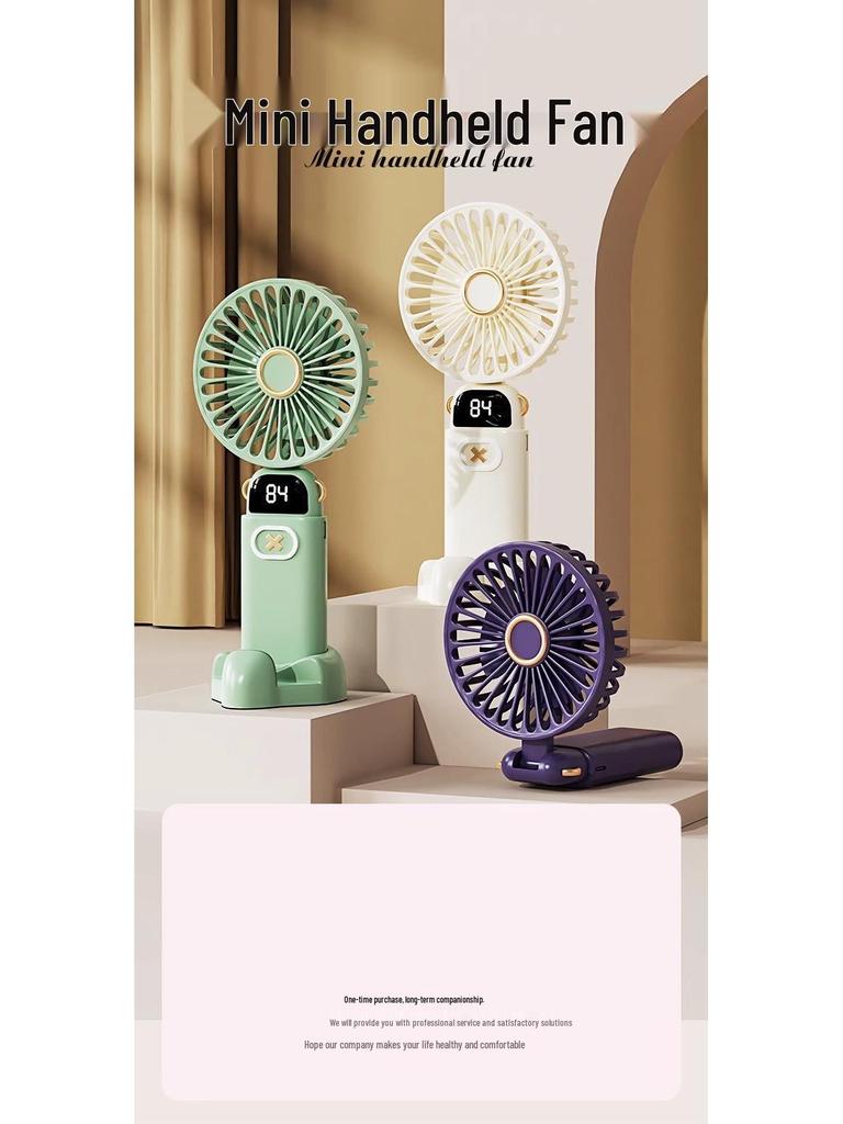 Silent Dual-Use Handheld Mini Fan with USB Charging & Long Battery Life