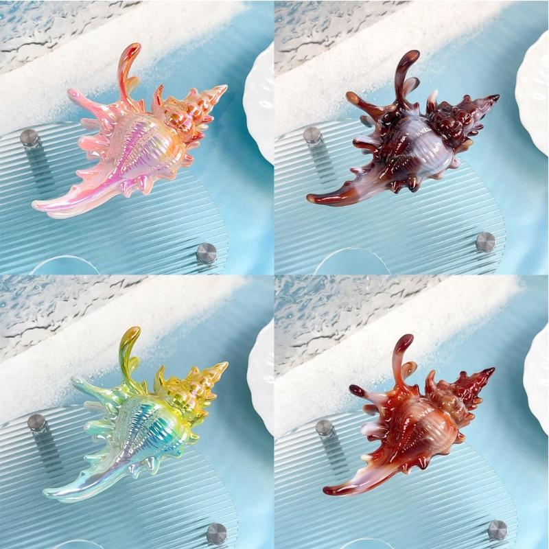 Vibrant Conch Charm Hair Claw Hairpin For Women Summer Vacation Headdress Securely Hold Beach Styling Tool