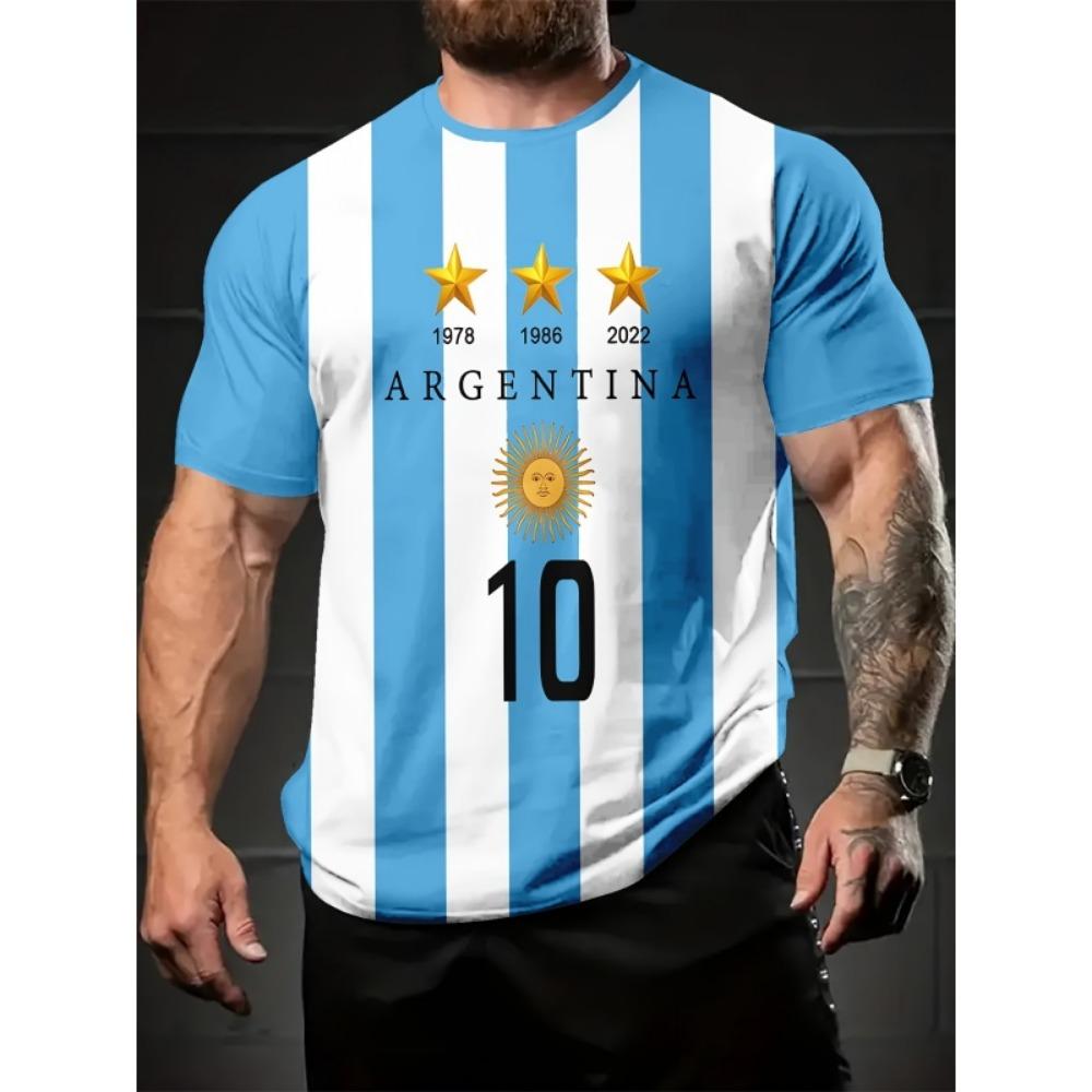 Argentinien Flagge 3D Druck T-Shirt 2026 Fußball Fan Atmungsaktives Sporttrikot Training Eltern-Kind Familie Fußball Watch Party Oberteile