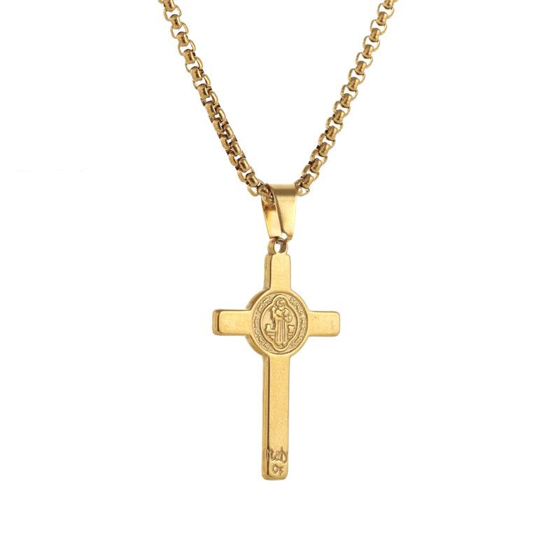 New Exorcist Saint Benedict Amulet Cross Necklace Titanium Steel Pendant