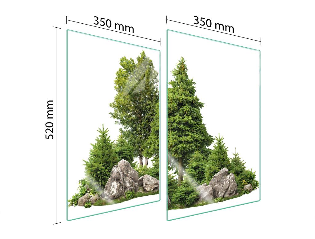 GLAS-SCHUTZPLATTE FÜR DIE KÜCHE 2x35x52 BÄUME