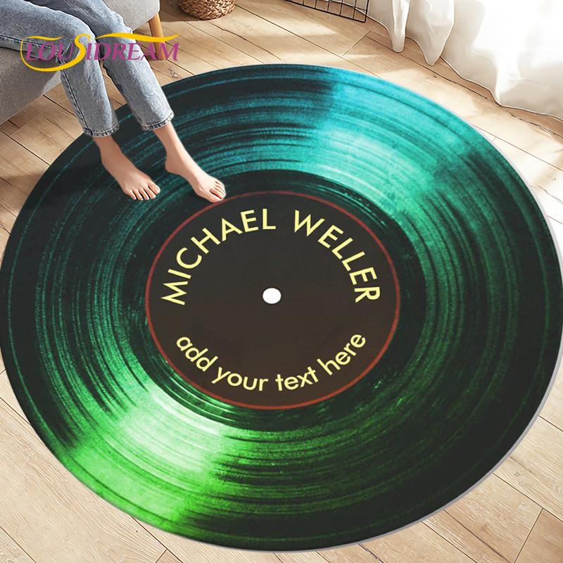 Classical Music Vinyl Record Round Rug,Carpets for Living Room Chair Decoration,Children's Play Crawling Soft Non-slip Floor Mat