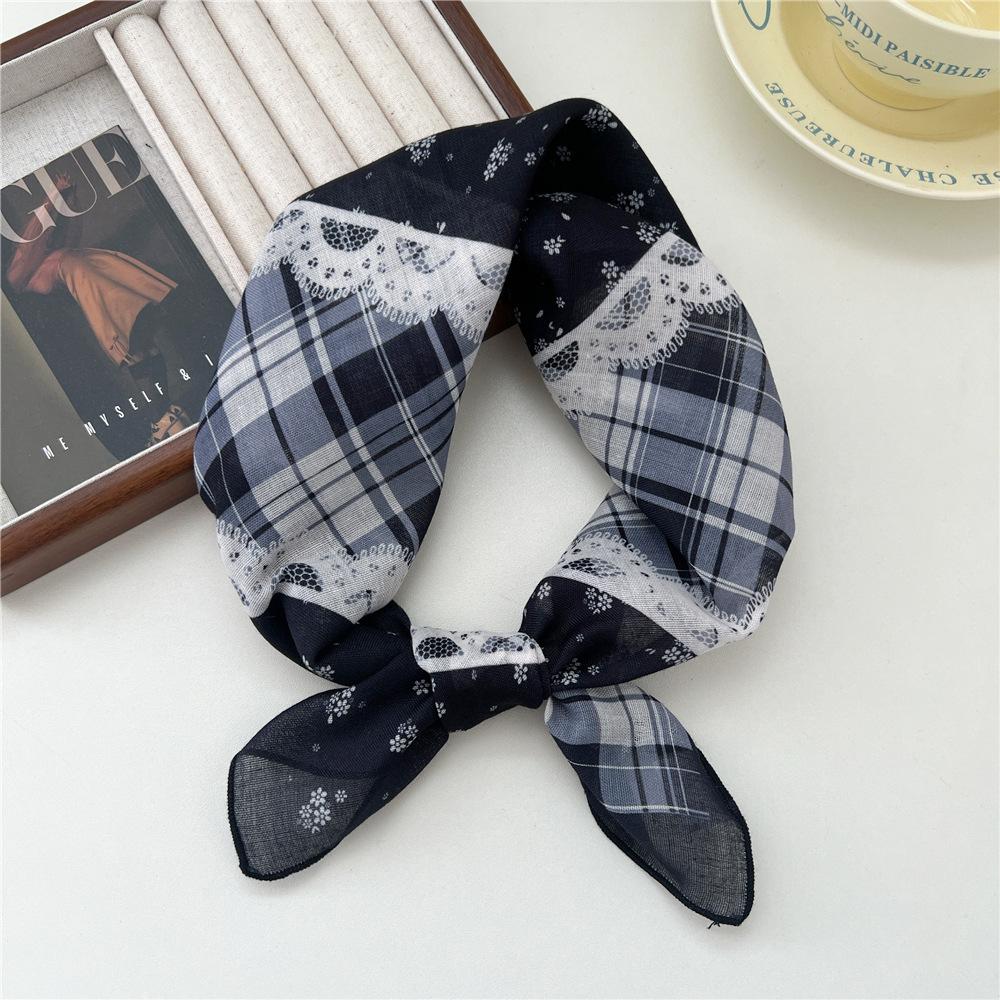 Liten fyrkantig scarf i bomull och linne Sidenhalsduk Dam Vår och höst Ny stil Konstnärlig och mångsidig Mode Temperament Huvudband Scarf