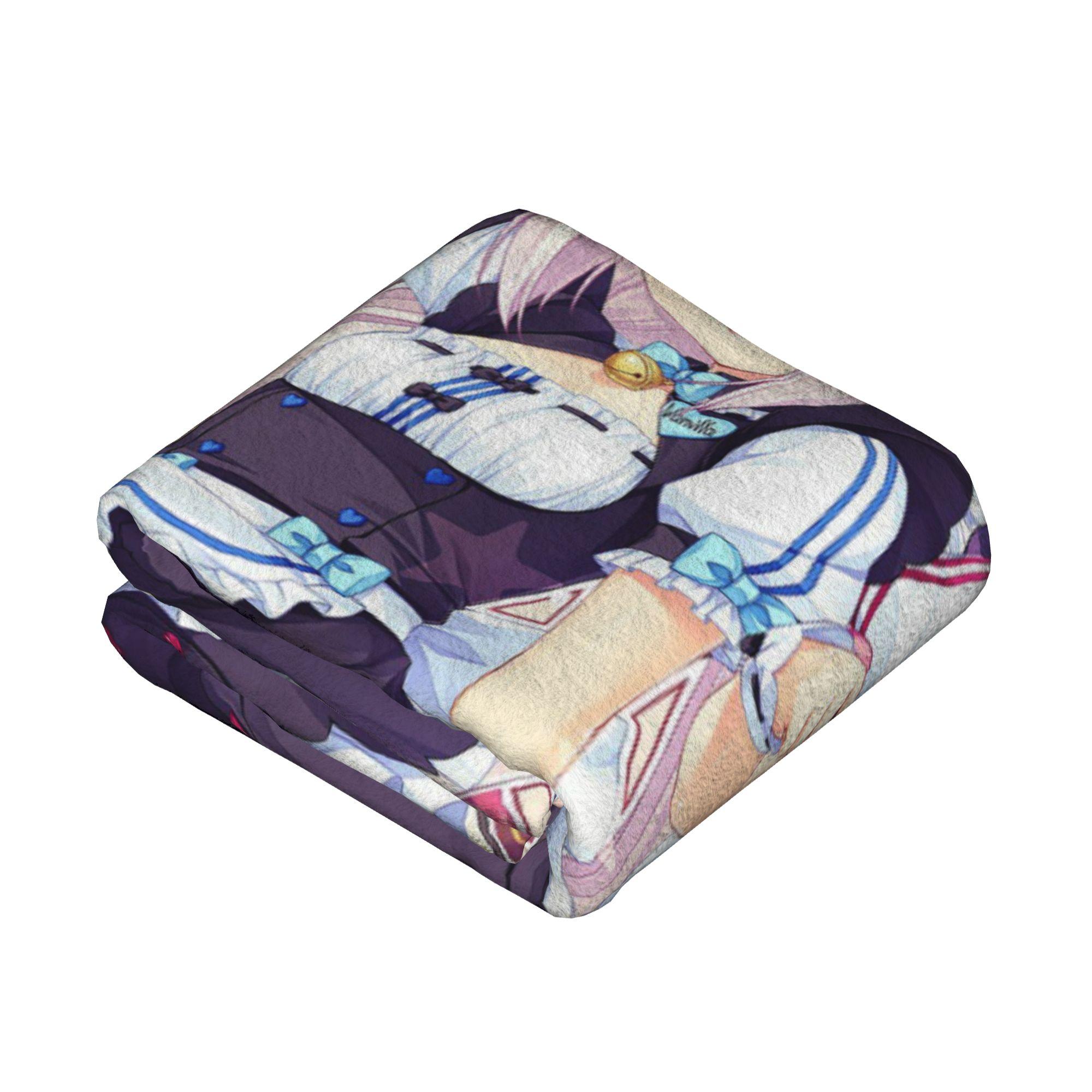 Nekopara Chocola Vanilla Knitted Blanket Fleece Anime Kawaii Gir Ultra-Soft Throw Blankets for Outdoor Travel Bed Rug 80x120cm(31x47inch)