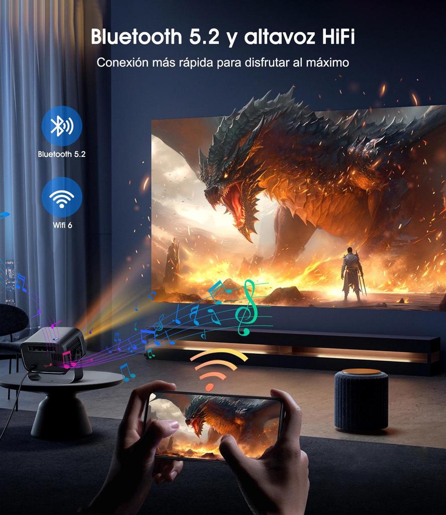 V10 Autofocus 4K Android WIFI Projector with HY300 Gimbal for Home Theater