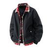 Autumn and winter new plaid splicing fake two-piece coat men's retro loose lapel jacket