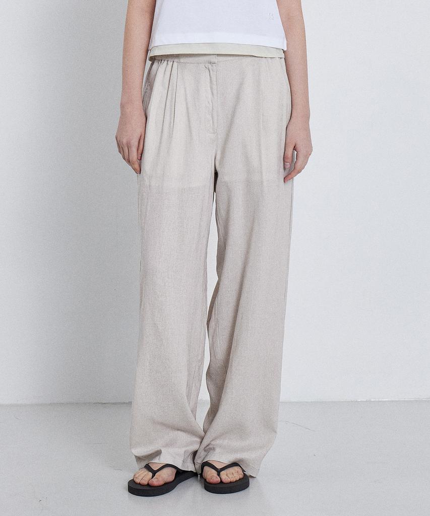 KIIMUIR (Women) Summer Semi-Wide Linen Pants_Light Gray