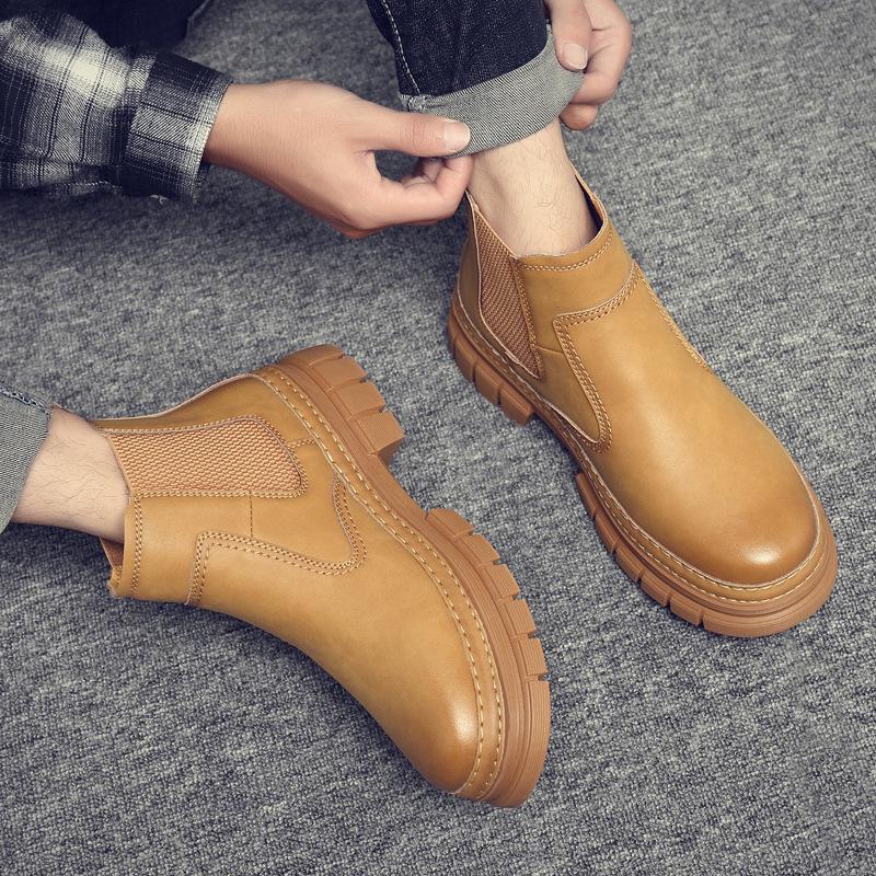 2024 Herren Echtleder Martin Stiefel: Retro Britische Chelsea Mid-Cut Freizeitschuhe