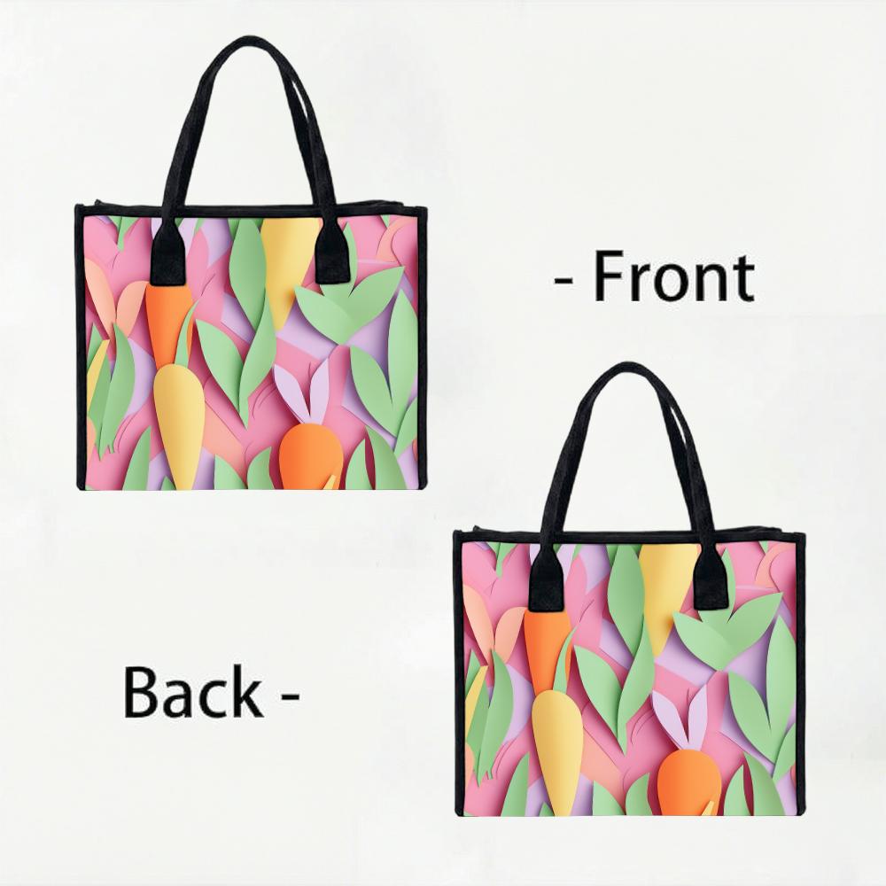 Colorful Papercut Style Large Tote Bag Casual Durable Daily Use Shopping Bag Cute Pattern Fashion Women Handbag