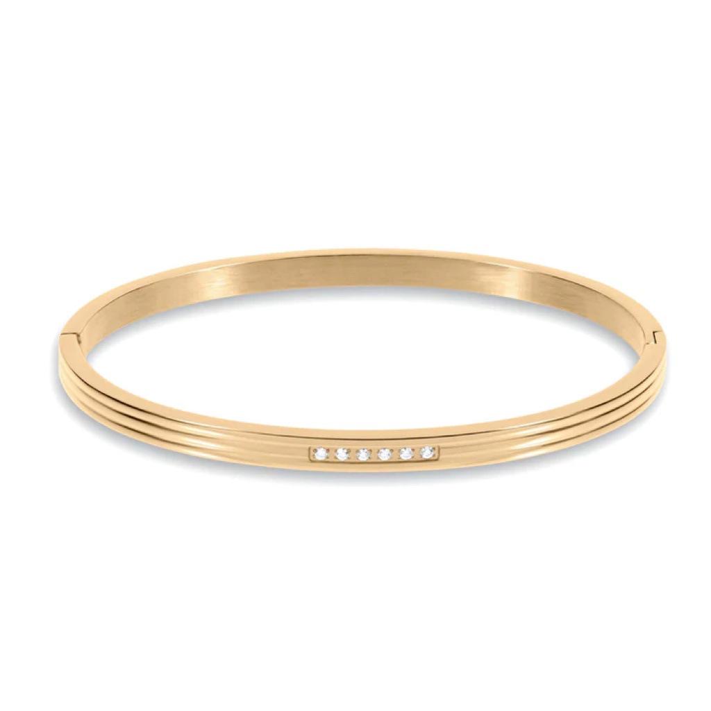 European and American 18K Gold-Plated Titanium Steel Stacking Bracelets with Zircon Detail