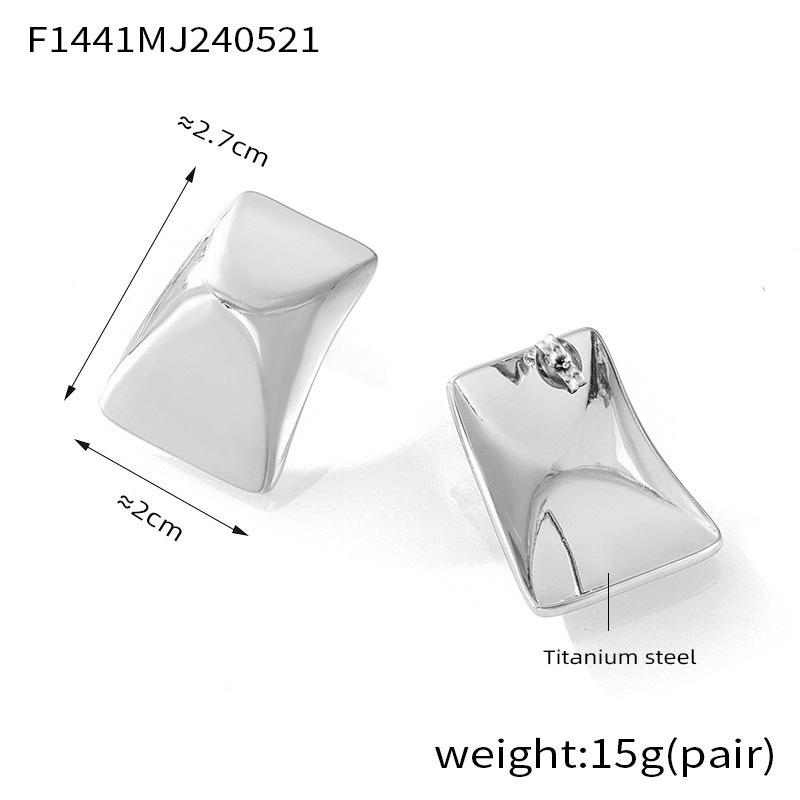 Модные персонализированные серьги-гвоздики, покрытые 18-каратным настоящим золотом, титановая сталь, прямоугольные вогнуто-выпуклые глянцевые серьги, не выцветающие серьги